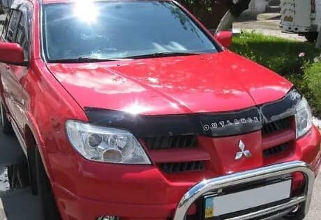 Дефлектор капота (мухобойка) Mitsubishi Outlander с 2001-2007г.в (Митсубиши Аутлендер) Вип Тюнинг